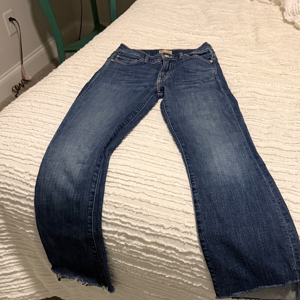 MOTHER Straight Leg Jeans in Deep Blue